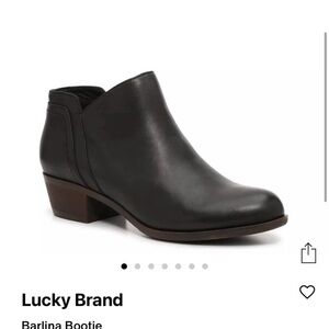 Lucky Brand Black Leather Ankle Bootie with Low Heel